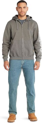 Timberland PRO Men's Honcho Sport Full-Zip Hooded Sweatshirt, Dark Charcoal Heather/White, XLT in Saudi Arabia