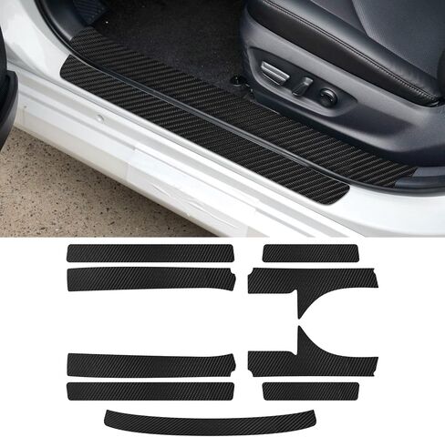 Bilisin 9PCS Car Door Sill Protector Compatible with Toyota Camry 8th Gen 2018-2023,Carbon Fiber Leather Auto Trunk Door Sill Entry Guard Scratch Protector Accessories in Kuwait