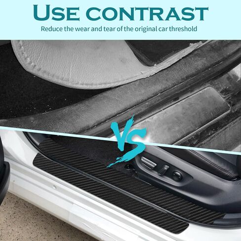 Bilisin 9PCS Car Door Sill Protector Compatible with Toyota Camry 8th Gen 2018-2023,Carbon Fiber Leather Auto Trunk Door Sill Entry Guard Scratch Protector Accessories in Kuwait