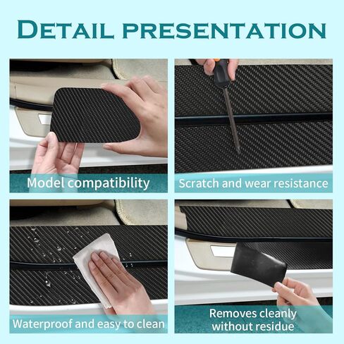 Bilisin 9PCS Car Door Sill Protector Compatible with Toyota Camry 8th Gen 2018-2023,Carbon Fiber Leather Auto Trunk Door Sill Entry Guard Scratch Protector Accessories in Kuwait