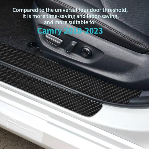 Bilisin 9PCS Car Door Sill Protector Compatible with Toyota Camry 8th Gen 2018-2023,Carbon Fiber Leather Auto Trunk Door Sill Entry Guard Scratch Protector Accessories in Kuwait