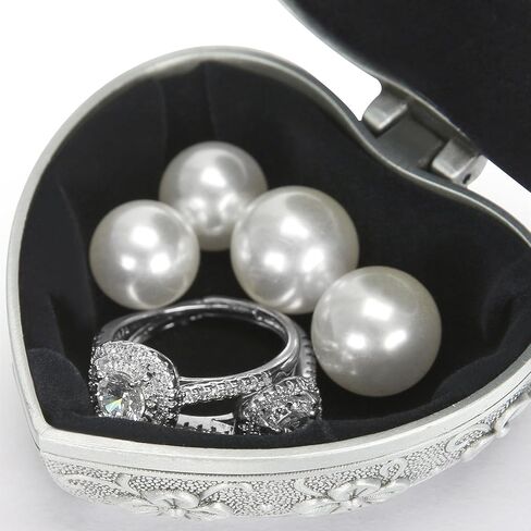 صندوق هدايا مجوهرات معدني عتيق، حقيبة تنظيم تخزين حلية صغيرة على شكل قلب للخاتم/الأقراط/القلادة/المسبحة، صندوق حامل الكنز التذكاري لتزيين خزانة الملابس بجانب السرير (النمط 1) in Kuwait