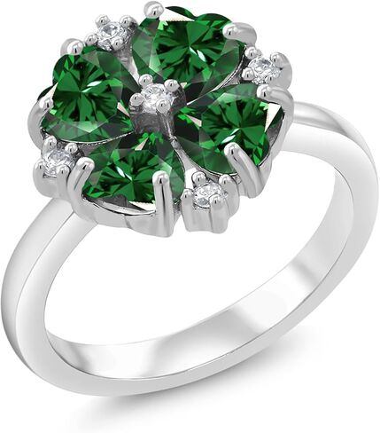Gem Stone King 925 Sterling Silver Green Nano Emerald Ring For Women (1.48 Cttw, Heart Shape 5MM, Gemstone May Birthstone) in Saudi Arabia
