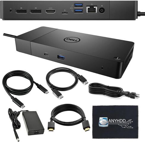 حزمة محطة الإرساء WD19 من Dell - كابل HDMI + كابل DisplayPort + كابل USB-C + قطعة قماش من الألياف الدقيقة (WD19 130W) in Kuwait