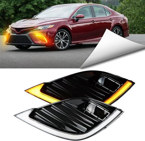LED Daytime Running Light Compatible with Toyota Camry SE XSE 2018 2019 2020 Replacement for Front Bumper Fog Light Cover Bezel Add on Function as White DRL Amber Turn Signal Lamp in Saudi Arabia