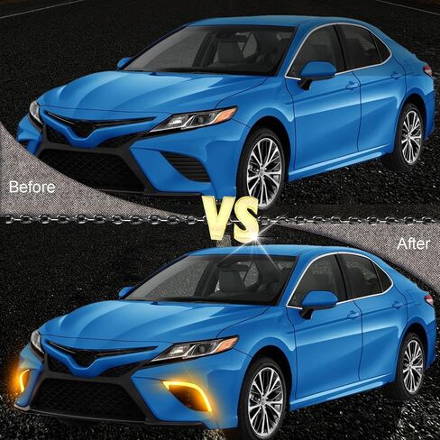 LED Daytime Running Light Compatible with Toyota Camry SE XSE 2018 2019 2020 Replacement for Front Bumper Fog Light Cover Bezel Add on Function as White DRL Amber Turn Signal Lamp in Saudi Arabia