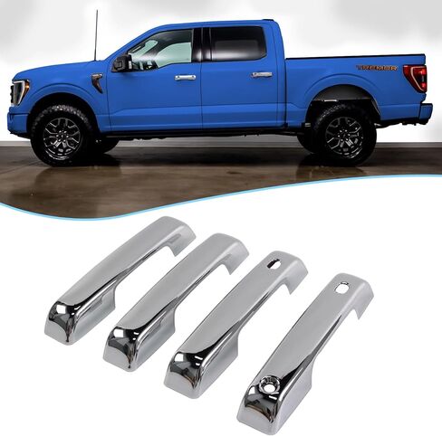 AUCERAMIC كروم غطاء مقبض الباب قبعات لفورد F150 2021-2025 F250 F350 F450 F550 سوبر ديوتي 2023-2025 قبعات مقبض الباب مع 2 ثقوب المفاتيح SMT in Saudi Arabia