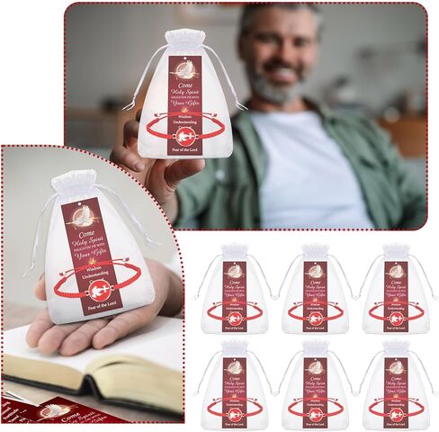 Supervitae 24 Pcs/ 12 Sets Confirmation Bookmark Holy Spirit Dove Bracelet Gift Bulk, Include 12 Holy Spirit Christian Bookmarks 12 Pentecost Adjustable Cord for Church Party Favors Women Men Gift in Kuwait