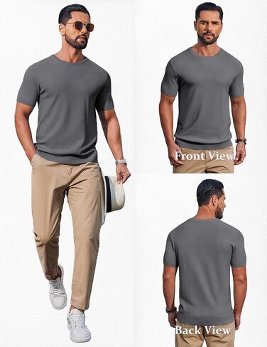 COOFANDY Mens Knit T-Shirts Casual Short Sleeve Crewneck Shirt Textured Pullover Tees in Saudi Arabia
