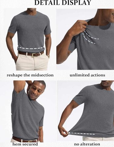 COOFANDY Mens Knit T-Shirts Casual Short Sleeve Crewneck Shirt Textured Pullover Tees in Saudi Arabia