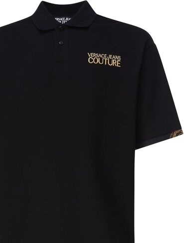 قميص بولو VERSACE JEANS COUTURE باللون الأسود – يلتقي الكلاسيكي مع حافة الباروك- in Saudi Arabia