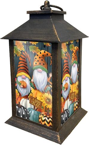 Fall Gnomes Lantern 13.5" x 5.5" x 5.5" Briarwood Lane in Kuwait