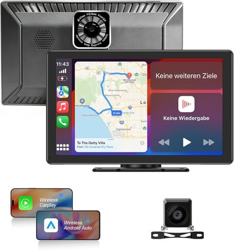 شاشة Carplay لاسلكية مقاس 10.26 بوصة للسيارة - متوافقة مع Apple Carplay المحمول وAndroid Auto، شاشة تشغيل السيارة مع كاميرا احتياطية، بلوتوث، ملاحة GPS، وصلة مرآة، تناسب جميع المركبات in Saudi Arabia