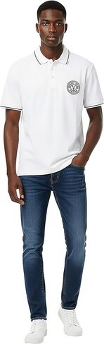 VERSACE JEANS COUTURE White Mens Polo Shirt with Black Logo Embroidery in Saudi Arabia