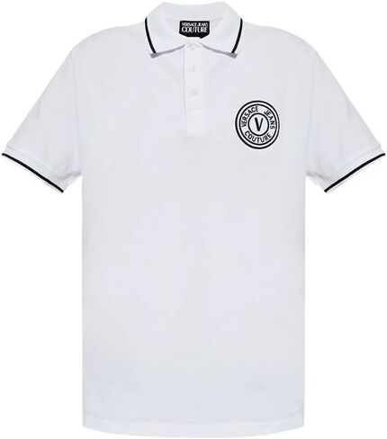 VERSACE JEANS COUTURE White Mens Polo Shirt with Black Logo Embroidery in Saudi Arabia