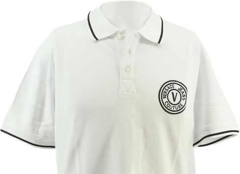 VERSACE JEANS COUTURE White Mens Polo Shirt with Black Logo Embroidery in Saudi Arabia