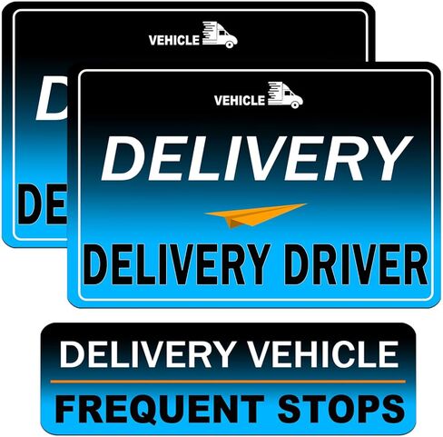 Delivery Driver Magnet for Car - 3-Pack Frequent Stops Removable Magnet Set - Reflective Delivery Magnetic Car Door and Bumper Sig (Blue-3) in Kuwait