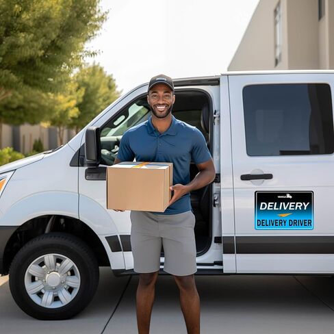 Delivery Driver Magnet for Car - 3-Pack Frequent Stops Removable Magnet Set - Reflective Delivery Magnetic Car Door and Bumper Sig (Blue-3) in Kuwait