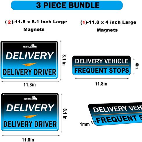 Delivery Driver Magnet for Car - 3-Pack Frequent Stops Removable Magnet Set - Reflective Delivery Magnetic Car Door and Bumper Sig (Blue-3) in Kuwait