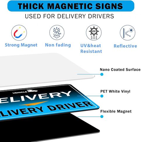 Delivery Driver Magnet for Car - 3-Pack Frequent Stops Removable Magnet Set - Reflective Delivery Magnetic Car Door and Bumper Sig (Blue-3) in Kuwait