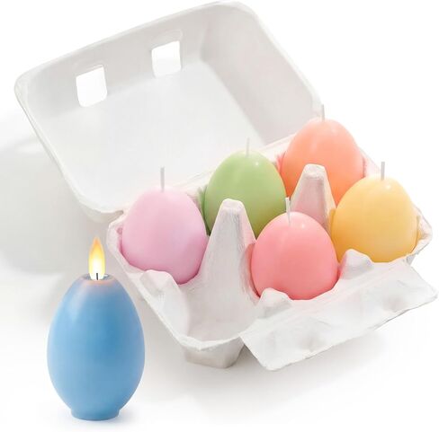 Macaron Color 6-Pack Easter Egg Candles with Egg Cartons,Faux Chicken Eggs Candle for DIY Spring Displays Easter Party Decorations Home Supplies House Warming Gifts (Classic) in Saudi Arabia