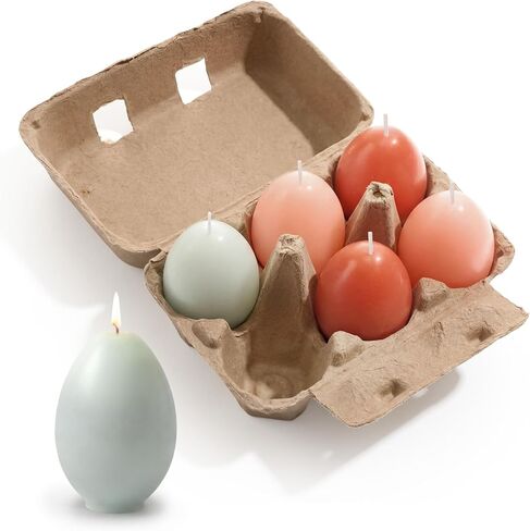 Macaron Color 6-Pack Easter Egg Candles with Egg Cartons,Faux Chicken Eggs Candle for DIY Spring Displays Easter Party Decorations Home Supplies House Warming Gifts (Classic) in Saudi Arabia