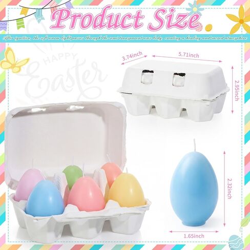 Macaron Color 6-Pack Easter Egg Candles with Egg Cartons,Faux Chicken Eggs Candle for DIY Spring Displays Easter Party Decorations Home Supplies House Warming Gifts (Classic) in Saudi Arabia