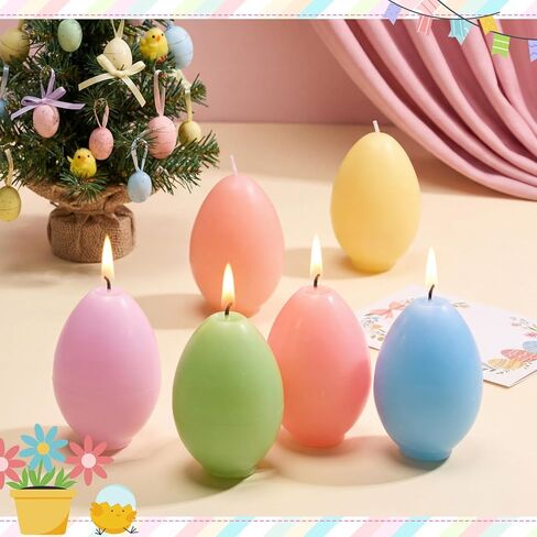 Macaron Color 6-Pack Easter Egg Candles with Egg Cartons,Faux Chicken Eggs Candle for DIY Spring Displays Easter Party Decorations Home Supplies House Warming Gifts (Classic) in Saudi Arabia