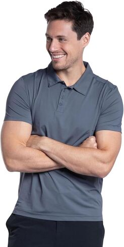 BloqUV Men's UPF 50+ UV Sun Protection Short Sleeve Active Polo Shirt in Saudi Arabia
