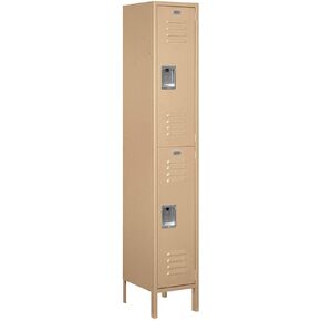Salsbury Industries 52165TN-U Double Tier 15-Inch Wide 6-Feet High 15-Inch Deep Unassembled Extra Wide Standard Metal Locker, Tan Brown in Kuwait