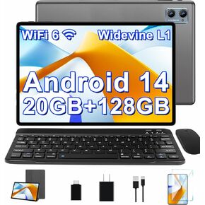 Android 14 Tablet 10.1 inch Tablets 22GB RAM 128GB ROM 1TB Expand, Octa-Core Tablet with Keyboard Mouse Case, Widevine L1, 1280x800 IPS HD Touch Screen, 8000mAh Battery GPS Tablet PC (Blue) in Saudi Arabia