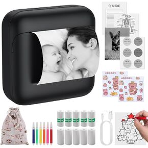 eSynic Mini Sticker Printer-1200mAh Rechargeable Battery-Bluetooth Portable Thermal Printer-Lnkless Printing- APP With 1000 Templates-5 Roll Adhesive & 5 Thermal Paper-6*Color Pens-for Notes/Photo etc in Kuwait