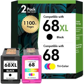 68 68XL Ink Cartridges Black/Color Combo Pack for HP68XL 6155e 6555e Printers Envy 6100e 6500e Series 68e 68 XL Compatible for HP 6155e 6555e 6152e 6552e 6558e 6165e (2 Pack Black Tri-Color) in Kuwait