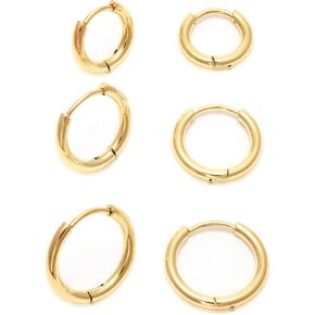 14K Gold Plated Small Hoop Earrings for Women, Hypoallergenic Silver Stackable Earrings & Gold Earring Set, Dainty Huggie Stacks Set for Multiple Piercings in Saudi Arabia