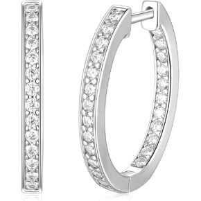 Moissanite Hoop Earrings for Women, 3.5ct/0.76ct D Color VVS1 Yellow Gold Plated Earrings, 925 Sterling Silver Inside Out Round Loops/Six Stone 20mm Hoops, Birthday Christmas Valentines Jewelry in Saudi Arabia