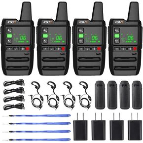 أجهزة اتصال لاسلكية KSUN للبالغين قابلة لإعادة الشحن مع سماعة أذن 22 قناة FRS وشاشة LCD، بطارية VOX قابلة لإعادة الشحن ومصباح يدوي محمول للتخييم والمشي لمسافات طويلة GZ20 (4 عبوات) in Kuwait