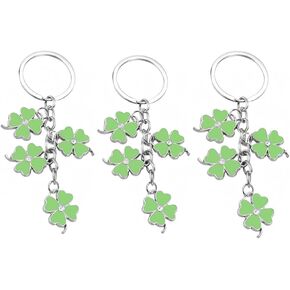 3Pcs The Lucky Four Leaf Clover Cloverleaf Shamrock Keychain Keyring St. Patricks Day Party Favors, St.Patrick Day Gift for Men Women in Kuwait