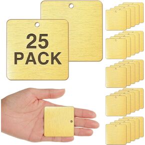 25 Pack Solid Square Brass Tags 2" x 2", Blank Brass Stamping Blanks with Hole, Industrial Identification Tags for Valves & Equipment, Engravable Metal for DIY & Custom Marking in Kuwait
