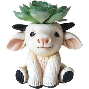 Succulents Plants Artificial, Mini Fake Succulents in Resin Cartoon Animal Goat Pot for Desk Livingroom Home Decoration Office Decor in Kuwait