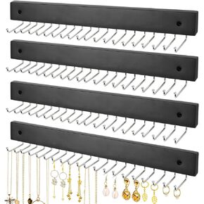 4 Pack Necklace Holder Wall Mount, Hanging Jewelry Organizer with 80 Hooks Total, Space Saving Wooden Necklace Holder for Wall, Necklace Organizer Hanger for Necklaces, Bracelets, Pendant in Kuwait