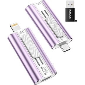 عصا صور SCICNCE بسعة 64 جيجابايت للهاتف، محركات أقراص فلاش 4 في 1 USB للصور مع محول USB C محرك تخزين خارجي لأجهزة iPhone iPad Android والكمبيوتر (أخضر داكن) in Kuwait