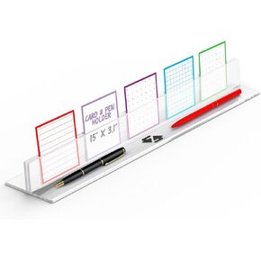 Intention Tray™ – Premium Clear Acrylic Card & Pen Holder | 15" x 3.1" Ultra-Clear Desk Organizer Cards™, Playing Cards, Place Cards, Signage | Minimalist Office Accessory in Saudi Arabia