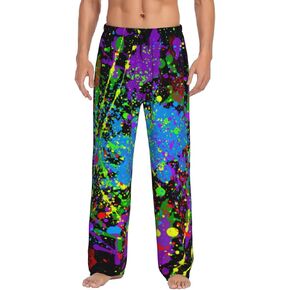 Glow In Dark Splatter Neon Men'S Pajama Pants Sleep Bottoms Pants Lounge in Saudi Arabia
