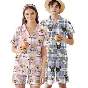 أطقم بيجامات وجه مخصصة من D-Story للزوجين بيجامات قصيرة مخصصة مع اسم الصورة هدية عيد الميلاد وعيد الحب in Kuwait