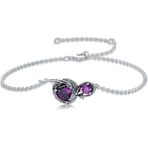 Dragon Bracelet for Women 925 Sterling Silver Dragon with Heart Cut Birthstone Link Bracelet in Kuwait