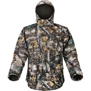 Avizon Insulated Hunting Jacket Windproof Coat, Adjustable Hood - Secure Pockets - Warm Fleece Lined Clothes for Hunting in Kuwait