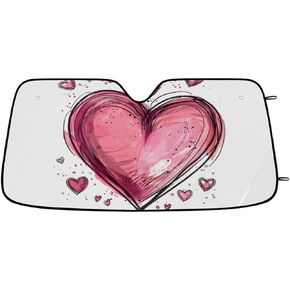 Sun Visor for Car Windshield Shade, Car Shade Front Windshield, Car Shield Sun Protector to Keep Cooler Vehicle Automotive Sunshade Interior Sun Heat and UV Protection 55*27.5in (White Strawberries) in Kuwait