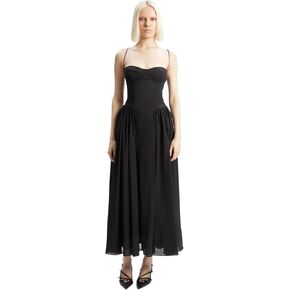 BARDOT Estie Cotton Maxi Dress - Black Sweetheart Neckline, Lace-Up Back, Full Volume Skirt, Summer Wear for Women in Kuwait
