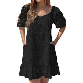 فساتين نسائية صيفية بوهو برقبة على شكل V وأكمام قصيرة كاجوال لقضاء العطلات على الشاطئ، فستان نسائي بحاشية زهرية مع جيب in Kuwait