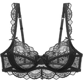 Women's Sexy Lace Soft Cup Bra Transparent See Through Underwire Non-Padded Bras for Women in Saudi Arabia